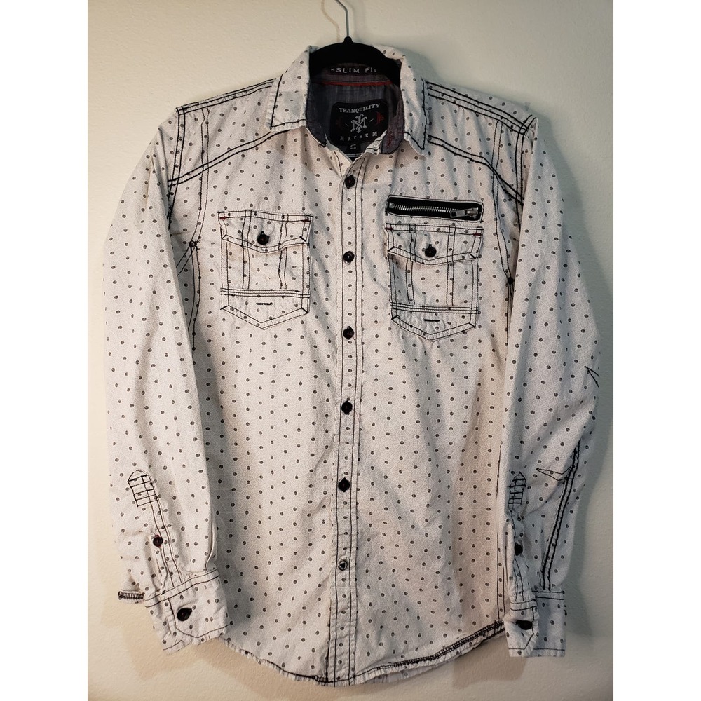 Mens Long Sleeve Shirt Tranquility Mayhem Size S Slim fit, western, festival,